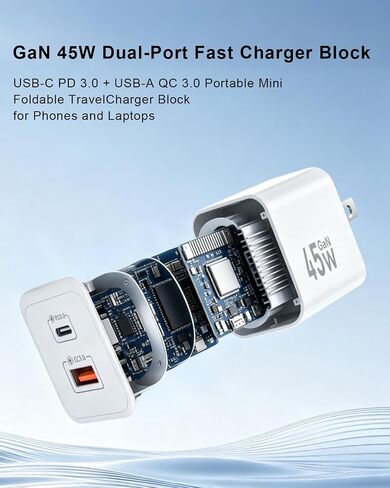 45W GaN USB-C Charger Block, Foldable Plug, Type-C Charger Fast Charging in Kuwait