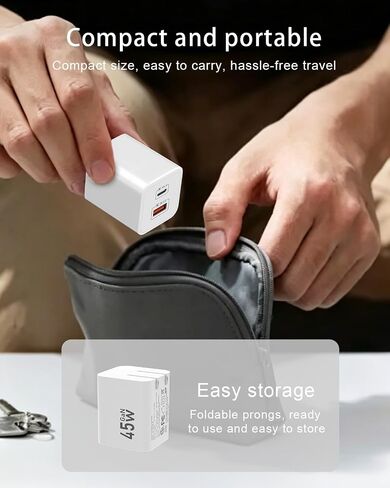 45W GaN USB-C Charger Block, Foldable Plug, Type-C Charger Fast Charging in Kuwait