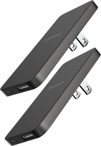 Type C Flat Wall Charger, Galvanox Ultra Slim (Multi-Port Power Adapter) for iPhone 12/13/14/15 iPhone 16 Pro/Max and Samsung Galaxy Models, 20W Fast Charging Outlet Plug - 2 Pack (Dual USB-C USB-A) in Kuwait
