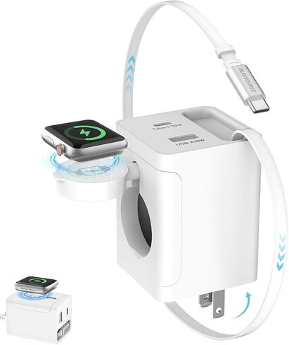 4-in-1 30W Retractable USB-C Wall Charger for Apple Watch, iPhone, iPad in Kuwait