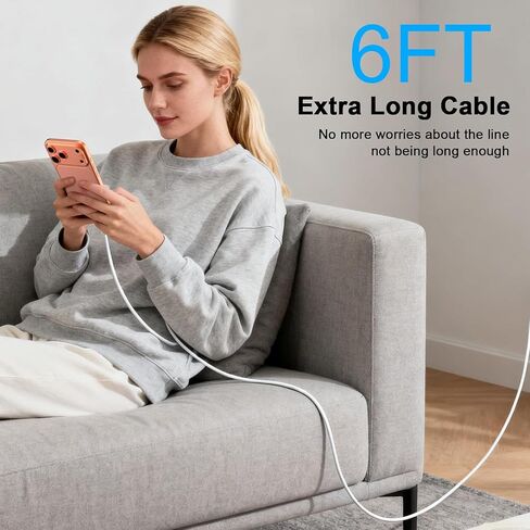 Type C Charger Fast Charging for iPhone 17, 2 Pack 40W USB C Charger Block with 6FT USB C to USB C Cable, Fast Charging Cord Compatible with iPhone 17/17 Pro/17 Pro Max/Air/16/16 Pro/16 Plus/15 in Kuwait