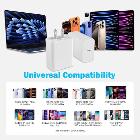 Type C Charger Fast Charging for iPhone 17, 2 Pack 40W USB C Charger Block with 6FT USB C to USB C Cable, Fast Charging Cord Compatible with iPhone 17/17 Pro/17 Pro Max/Air/16/16 Pro/16 Plus/15 in Kuwait