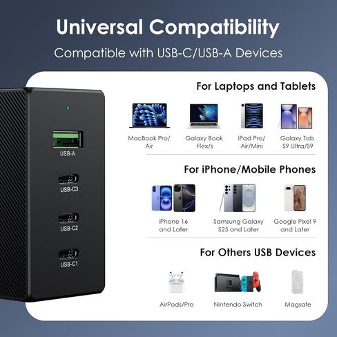 Phone Charger, 100W 4-Port Fast Compact Foldable USB C Charger Block in Kuwait