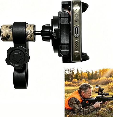 Hunt Phone Mount for Rifle Scope & Bow Stabilizer, Universal Smartphone Clamp for Tree Stand, Crossbow, Branch, Outdoor Filming & Shot Recording in Kuwait