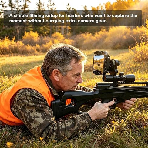 Hunt Phone Mount for Rifle Scope & Bow Stabilizer, Universal Smartphone Clamp for Tree Stand, Crossbow, Branch, Outdoor Filming & Shot Recording in Kuwait