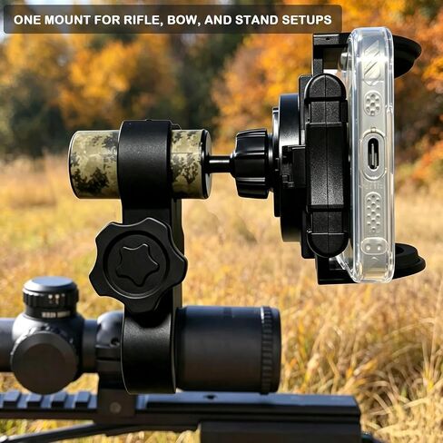 Hunt Phone Mount for Rifle Scope & Bow Stabilizer, Universal Smartphone Clamp for Tree Stand, Crossbow, Branch, Outdoor Filming & Shot Recording in Kuwait