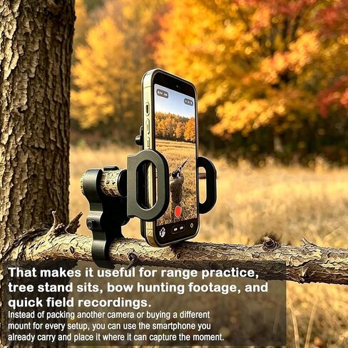 Hunt Phone Mount for Rifle Scope & Bow Stabilizer, Universal Smartphone Clamp for Tree Stand, Crossbow, Branch, Outdoor Filming & Shot Recording in Kuwait