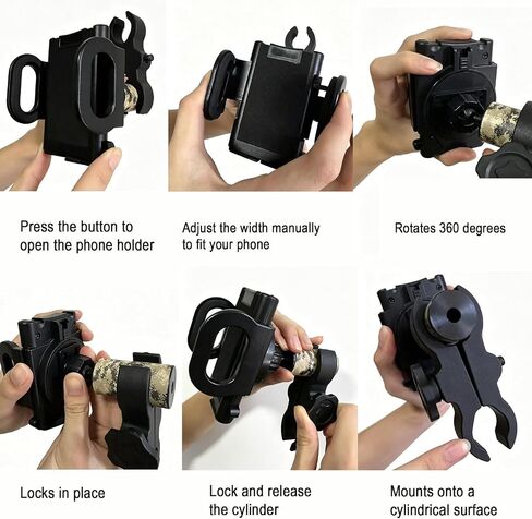 Hunt Phone Mount for Rifle Scope & Bow Stabilizer, Universal Smartphone Clamp for Tree Stand, Crossbow, Branch, Outdoor Filming & Shot Recording in Kuwait