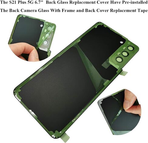 Galaxy S21+ Back Glass Replacement with Camera Glass for Samsung Galaxy S21+ 5G 6.7" SM-G996U G996B G996W G996U1 S21 Plus Back Cover Housing with Tape Repair Part (Phantom Black) in Kuwait