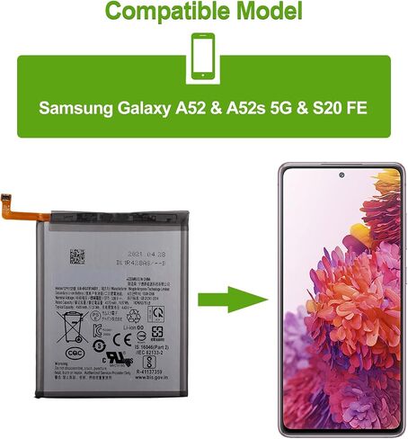 Replacement Battery EB-BG781ABY Compatible with Samsung Galaxy A52 SM-A525 & A52 5G SM-A526 & S20 FE SM-G780 & S20 FE 5G SM-G781 with Repair Toolkit in Kuwait