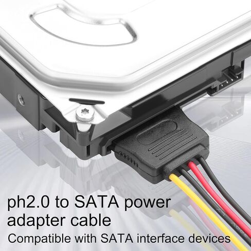 PH2.0 Small 4Pin to SATA 15 Pin Power Adapter Cable, Mini 4Pin to SATA 15P Female Power Supply Cord for ITX Motherboard Hard Drive SSD, 20cm/7.9in (2 Pack) in Kuwait