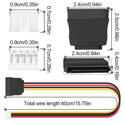 PH2.0 4Pin to SATA 15Pin Female Power Cable 40cm/15.7in, Floppy Small 4‑pin PH2.0mm to SATA Power Adapter Cord for ITX Mini PC, Industrial PC, SATA HDD SSD Hard Drive(2 Pack) in Kuwait
