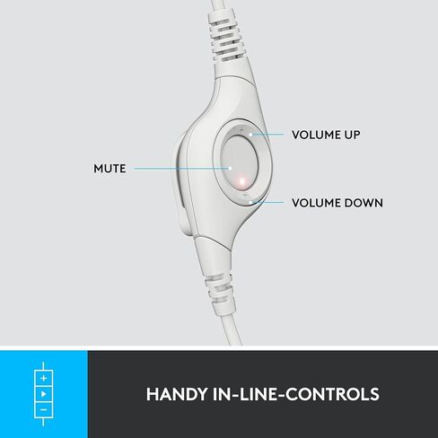 Logitech H390 Wired Headset with Mic for PC/Laptop, Stereo Headphones with Noise Cancelling Microphone, USB, in-Line Controls, Works with Chromebook, PC Headset, Bulk Packaging, 2 Pack (White) in Kuwait