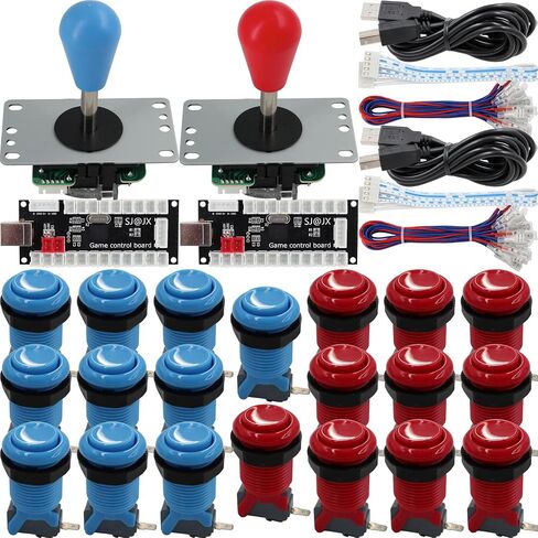 Arcade Game 2 Player Controller DIY Kit Microswitch recessed Button 4&8 Way Joystick Zero Delay USB Encoder Fighting Stick Handles Console for PC MAME Raspberry Pi Retropie in Kuwait