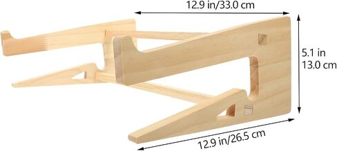 Notebook Support Holder Wood Desktop Riser with Hollow Design Beige in Kuwait