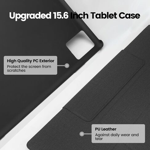 MESWAO 2025 15.6 Inch Tablet Case New Upgraded, Slim Hard Shell Protective Cover Only for 15.6 Inch Tablet, Lightweight Shockproof Folio with Multi-Angle Stand for 15.6 Inch Tablet - Black in Kuwait