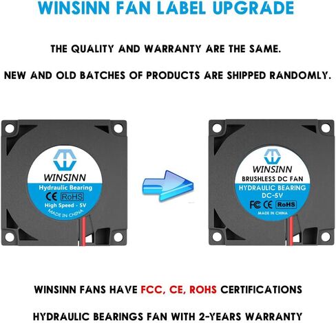 WINSINN 40mm Blower Fan 5V, 3D Printer Micro 5 Volt Fans Blower 4010 Hydraulic Bearing, with Air Guide Parts, 40mmx10mm 2PIN (Pack of 5Pcs) in Kuwait