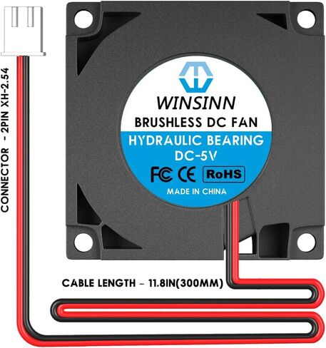 WINSINN 40mm Blower Fan 5V, 3D Printer Micro 5 Volt Fans Blower 4010 Hydraulic Bearing, with Air Guide Parts, 40mmx10mm 2PIN (Pack of 5Pcs) in Kuwait
