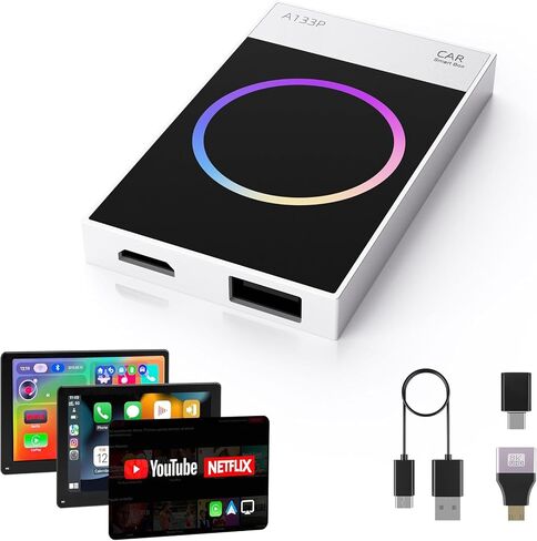 Wireless CarPlay Adapter, Carplay Ai Box Wireless Carplay & Android Auto, WiFi Bluetooth and HDMI Output, Only for Cars with Wired CarPlay &Wired Android Auto in Kuwait