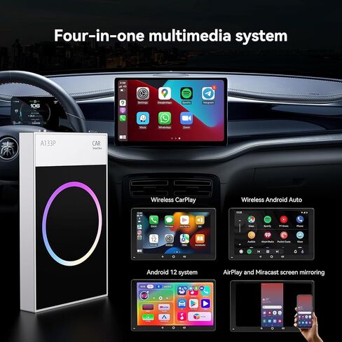 Wireless CarPlay Adapter, Carplay Ai Box Wireless Carplay & Android Auto, WiFi Bluetooth and HDMI Output, Only for Cars with Wired CarPlay &Wired Android Auto in Kuwait
