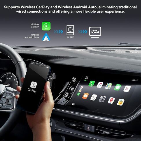 Wireless CarPlay Adapter, Carplay Ai Box Wireless Carplay & Android Auto, WiFi Bluetooth and HDMI Output, Only for Cars with Wired CarPlay &Wired Android Auto in Kuwait