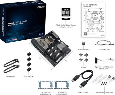 ASUS PRO WS W890-SAGE Intel LGA4710-2 EEB Workstation Motherboard (4 PCIe 5.0 x16 Slots, Multi-GPU Support, 12+2+2+1+2 Power Stage Design, 4 PCIe 5.0 M.2 Slots, Dual 10Gb LAN, SlimSAS) in Kuwait