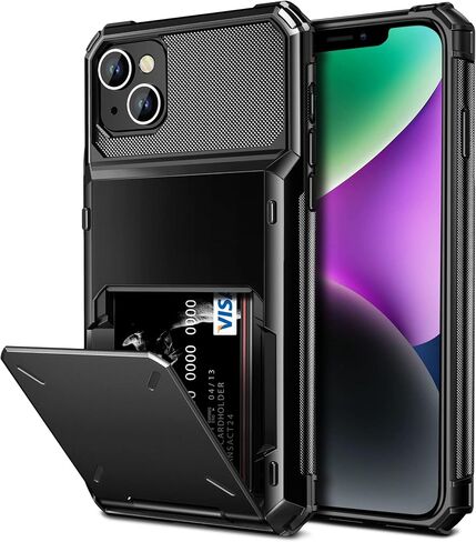 Vofolen for iPhone 14 Case Wallet with Card Holder 4-Card Slots Black in Kuwait