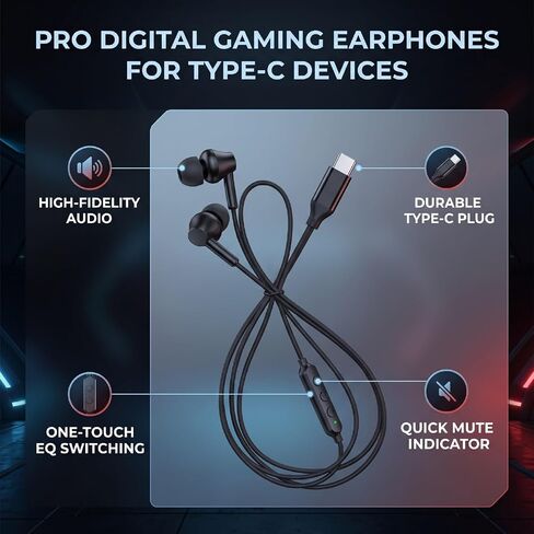 Type C Wired Digital Gaming Earphones, 96kHz 24bit in Kuwait