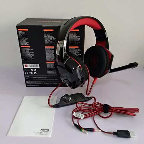 Sosoport Game Headset for PC with 50mm Driver, USB 3.5mm Red in Kuwait