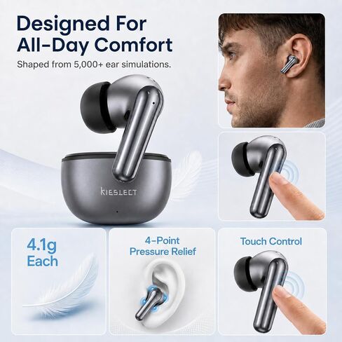 Kieslect AI NotePods 10S Wireless Earbuds with AI Recording, Transcription & 144-Language Translation, Bluetooth 6.0, 30dB Hybrid ANC, 4-Mic ENC, 30H Battery, IPX5 for Calls, Meetings & Travel in Kuwait