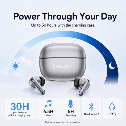 Kieslect AI NotePods 10S Wireless Earbuds with AI Recording, Transcription & 144-Language Translation, Bluetooth 6.0, 30dB Hybrid ANC, 4-Mic ENC, 30H Battery, IPX5 for Calls, Meetings & Travel in Kuwait