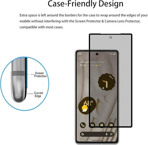 [2-2 Pack Privacy Screen Protector Designed For Google Pixel 7 Anti Spy Private Tempered Glass Film 2-Pack Camera Lens Protector Film 2-Pack in Kuwait
