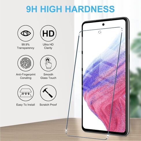 LYWHL 3 Pack for Samsung Galaxy A53 5G Screen Protector, Tempered Glass HD Clear 9H Hardness Protective Film for Galaxy A53 6.5", Anti-Scratch Bubble Free Case Friendly - Transparent in Kuwait