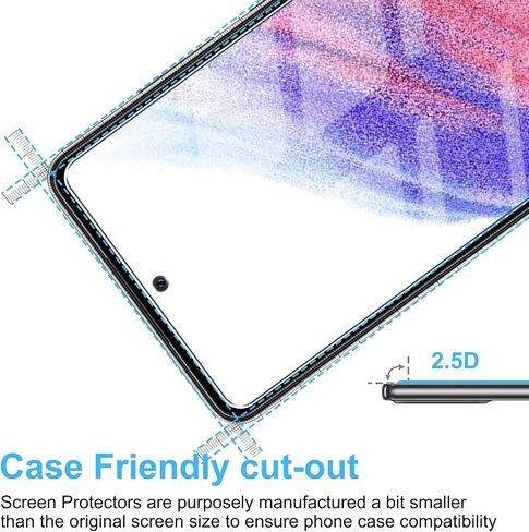 LYWHL 3 Pack for Samsung Galaxy A53 5G Screen Protector, Tempered Glass HD Clear 9H Hardness Protective Film for Galaxy A53 6.5", Anti-Scratch Bubble Free Case Friendly - Transparent in Kuwait