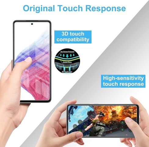 LYWHL 3 Pack for Samsung Galaxy A53 5G Screen Protector, Tempered Glass HD Clear 9H Hardness Protective Film for Galaxy A53 6.5", Anti-Scratch Bubble Free Case Friendly - Transparent in Kuwait