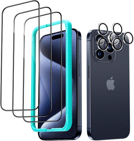 ESR 3+2 Pack for iPhone 15 Pro Screen Protector, Align Frame in Kuwait