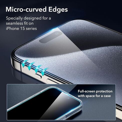 ESR 3+2 Pack for iPhone 15 Pro Screen Protector, Align Frame in Kuwait