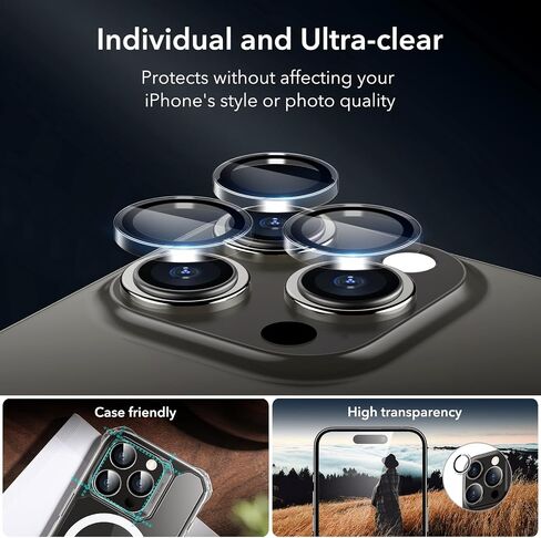 ESR 3+2 Pack for iPhone 15 Pro Screen Protector, Align Frame in Kuwait