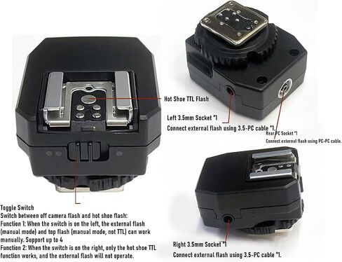 Hot Shoe Adapter, TTL Auto Metering and High Speed Sync Flash Trigger with 3.5mm PC Sync Port, for DSLR Camera and Studio Photography, Camera Accessory in Kuwait