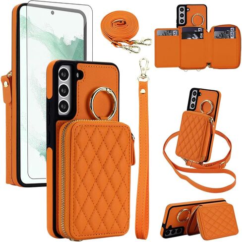 Phone Case for Samsung Galaxy S26 Ultra 5G Wallet Cell Cover RFID Blocking with Screen Protector Wrist Crossbody Strap Zipper Ring Buckle Card Holder S26Ultra 26S S 26 26Ultra Women Girls Dark Purple in Kuwait