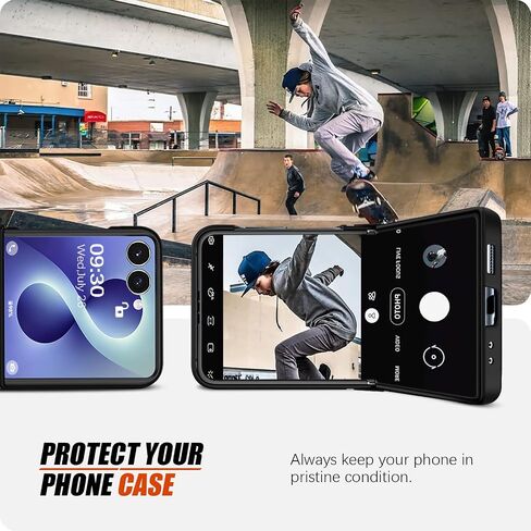 Migexxkj for Samsung Galaxy Z Flip 8 Case with Hinge Protection, Full Body Protective Cover Hard PC Ultra Slim Anti-Scratch Shockproof Lightweight Phone Case for Samsung Galaxy Z Flip 8 5G (Black) in Kuwait