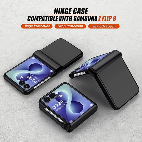 Migexxkj for Samsung Galaxy Z Flip 8 Case with Hinge Protection, Full Body Protective Cover Hard PC Ultra Slim Anti-Scratch Shockproof Lightweight Phone Case for Samsung Galaxy Z Flip 8 5G (Black) in Kuwait