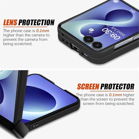 Migexxkj for Samsung Galaxy Z Flip 8 Case with Hinge Protection, Full Body Protective Cover Hard PC Ultra Slim Anti-Scratch Shockproof Lightweight Phone Case for Samsung Galaxy Z Flip 8 5G (Black) in Kuwait