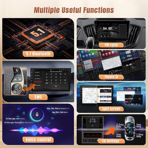 Upgrade Car Radio for Ford Transit 2013-2019, 9Inch IPS Touch Screen Stereo for Transit Head Unit with Wireless Carplay Android Auto Bluetooth SWC FM + CANBUS + Backup Camera - 2+32GB in Kuwait