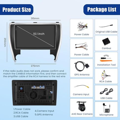[4+128GB] Android Car Radio for Toyota Camry 2015-2017 CarPlay Android Auto in Kuwait