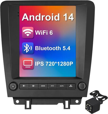 4Core+64G 9.7-inch Android 14 Car Stereo for Ford Mustang 2010 2011 2012 2013 2014 IPS Touchscreen Screen Car Radio with Carplay & Android Auto Support Backup Camera GPS FM Navi BT SWC in Kuwait