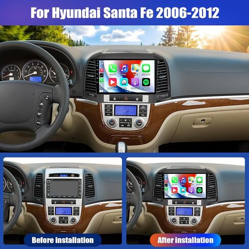 [8 Core 6G+128G] Android 15 Car Stereo for Hyundai Santa Fe 2006-2012 with Wireless CarPlay Android Auto,9" Touchscreen Santa Fe Car Radio with Mirror Link WiFi/GPS DSP Bluetooth FM/RDS+Backup Camera in Kuwait