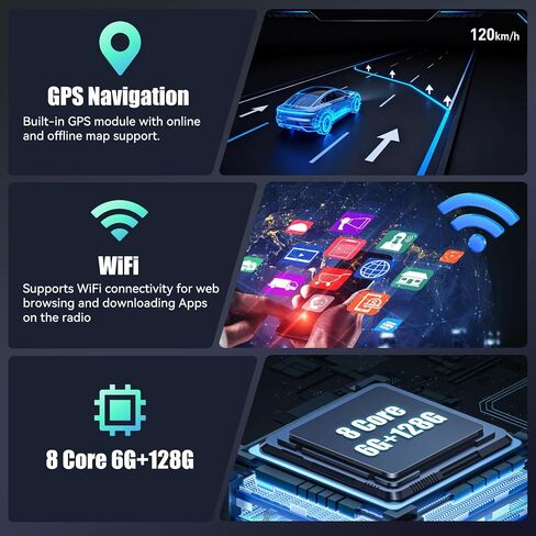 [8 Core 6G+128G] Android 15 Car Stereo for Hyundai Santa Fe 2006-2012 with Wireless CarPlay Android Auto,9" Touchscreen Santa Fe Car Radio with Mirror Link WiFi/GPS DSP Bluetooth FM/RDS+Backup Camera in Kuwait