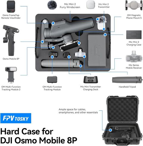 FPVtosky Double-Layer Hard Case for DJI Osmo Mobile 8P, Waterproof portable Shoulder Shoulder Bag for OM8P Gimbal Stabilizer Accessories [Case Only] in Kuwait