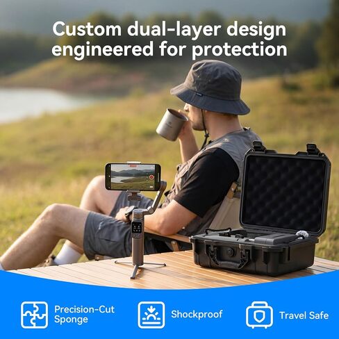 FPVtosky Double-Layer Hard Case for DJI Osmo Mobile 8P, Waterproof portable Shoulder Shoulder Bag for OM8P Gimbal Stabilizer Accessories [Case Only] in Kuwait